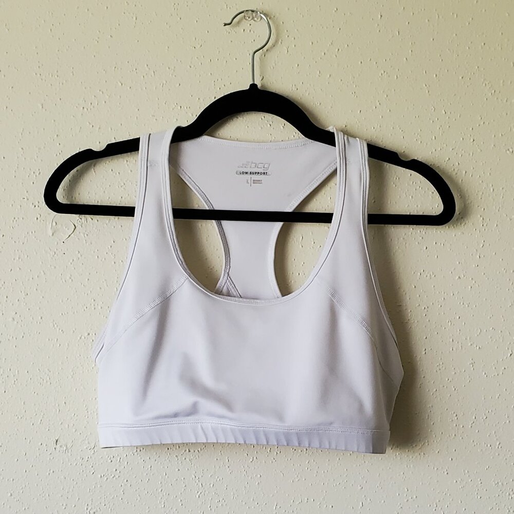 EUC L bcg Light Support Sports Bra White